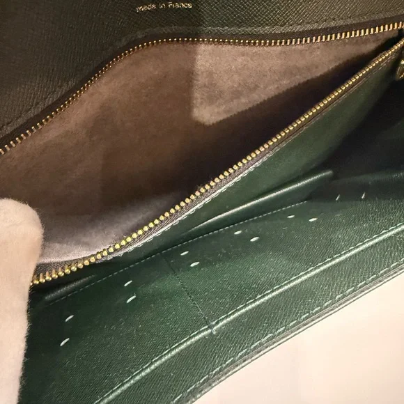 Authentic Louis Vuitton Green Taiga Leather Wristlet & Clutch Brass Hardware - Picture 10 of 13